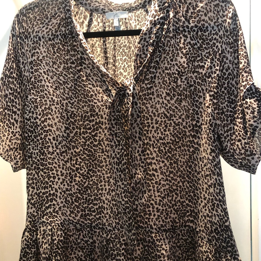 Joie 2 piece silk animal print blouse & skirt Small / 10